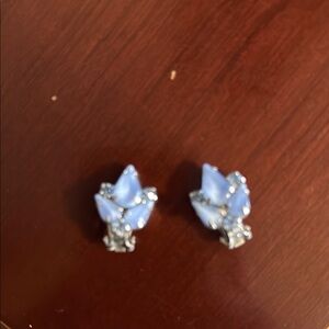 Blue and Silver Clip-On Earrings